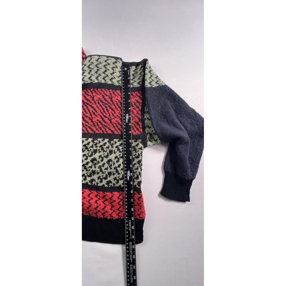 Felizzi Hand Loomed Cotton Cardigan Sweater Medium Animal Safari Buttons Vintage - Picture 5 of 12